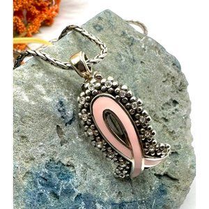 Brighton Breast Cancer Pink Ribbon Lanyard ID Badge Holder Enamel Crystals Daisy